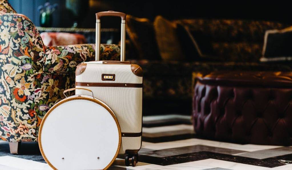 Luggage of a visitor in the lobby of the Zarzo Hotel